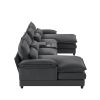 Modern U-shaped Sofa with Console, Cupholders and USB Ports, Charcoal Gray