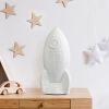 White rocket ship porcelain tabletop lamp