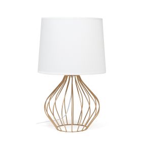 Geometrically Wired Lamp, White on Copper