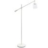 Swing Arm Floor Lamp with Clear Glass Cylindrical Shade, White