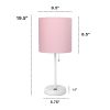 Oslo 19.5" Contemporary Bedside USB Port Feature Standard Metal Table Desk Lamp in White with Light Pink Drum Fabric Shade for Home Décor, Bedroom, En