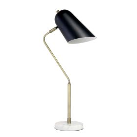 Asymmetrical Marble and Metal Desk Lamp with Black Sloped Shade