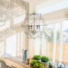 4 Light Hexagon Industrial Rustic Ceiling Pendant Light, Brushed Nickel