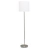 Brushed Nickel Floor Lamp with Drum Shade, White