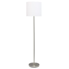 Brushed Nickel Floor Lamp with Drum Shade, White