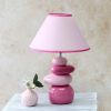 Priva 17.25" Contemporary Ceramic Stacking Stones Table Desk Lamp for Home Décor, Bedroom, Living Room, Dining Room, Entryway, Office, Pink