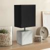 Petite Marbled Ceramic Tabletop Lamp with Fabric Shade, White with Black Shade