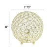 Elipse Medium 8" Contemporary Metal Crystal Round Sphere Glamourous Orb Table Lamp for Living Room, Bedroom, Entryway, Office, Foyer, Home Décor, Gold