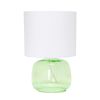 Glass Tabletop Lamp with Fabric Shade, Green with White Shade