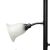 Torchiere Floor Lamp with 2 Reading Lights and Scalloped Glass Shades, Restoration Bronze and White