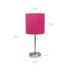 Stick Lamp with USB charging port and Fabric Shade 2 Pack Set, Pink