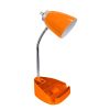 Gooseneck Organizer Desk Lamp with Holder and USB Port, Orange