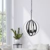 3-Light 18" Adjustable Industrial Globe Hanging Metal and Clear Glass Ceiling Pendant for Kitchen Foyer Hallway Bedroom Living Room Dining Room, Resto