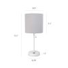 White Stick Lamp with USB charging port and Fabric Shade 2 Pack Set, Gray