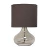 Glass Raindrop Tabletop Lamp with Fabric Shade, Smoke Gray with Gray Shade