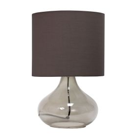 Glass Raindrop Tabletop Lamp with Fabric Shade, Smoke Gray with Gray Shade