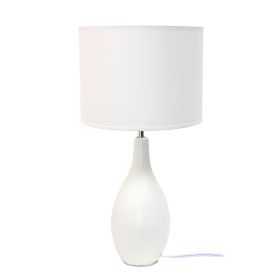 Oval Bowling Pin Base Ceramic Lamp, Off White