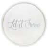 Decorative 13.75" Round Wood Serving Tray w/ Handles, "Let it Snow"