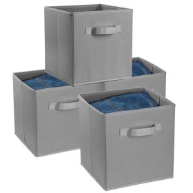 4 Pack Foldable Storage Cube Bins Cloths Closet Space Organizer Basket Shelves Box (Color: Gray)