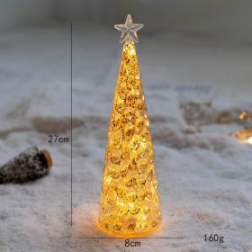 Christmas Decoration Glass Tree Home Desktop Decoration Light Up Small Night Light Christmas Gifts (Style: D)