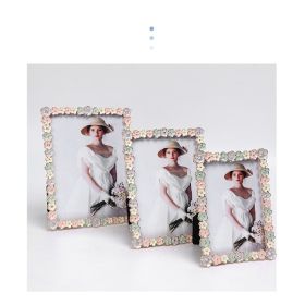 Metal Photo Frame Flowers Rectangle Vintage Fresh Color Fashion Lightweight High Hardness Home Decor Desktop Ornament Embenllish (Color: Flowers, size: 6 inch)