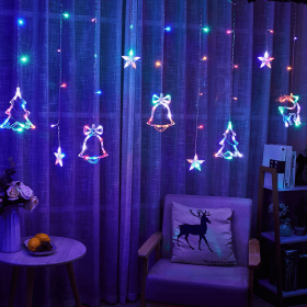 Led Curtain Light Christmas Day Room Decoration Light String Christmas Tree String Light Scene Arrangement Hanging Light String (select: Remote control-color European plug-in model)