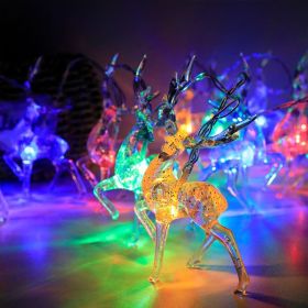 Christmas Lights Reindeer String Lights 9.8 Feet 20 LEDs Xmas Thanksgiving Decor (Color: Color 2)