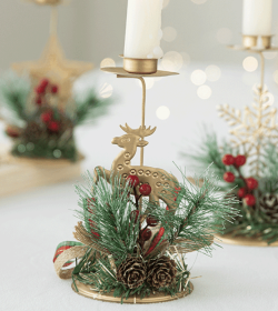 Christmas Golden Wrought Iron Candlestick Window Table Decoration Christmas Decorations Arrangement (select: Candlestick Ornament-deer)