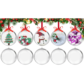 10PCS Christmas Ornaments,Clear Plastic Ornaments Balls for Christmas Tree (size: 8cm)