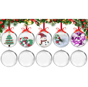 10PCS Christmas Ornaments,Clear Plastic Ornaments Balls for Christmas Tree (size: 5cm)