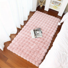 1pc Soft Plush Shaggy Area Rugs, Fluffy Bubble Velvet Floor Carpet For Bedroom Living Room, Bedside Rugs, Non-Slip Washable Carpet, (Color: Lotus Color, size: 35.4*59.1 inch)