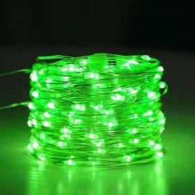 Solar Christmas String Lights; 33ft 100 LED Solar 8 Modes Outdoor Waterproof String Lights For Christmas Tree Garden Decoration (multi-color) (Color: Green)