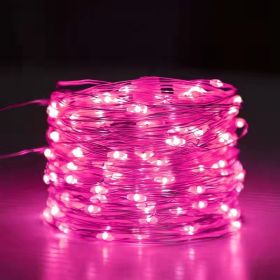 Solar Christmas String Lights; 33ft 100 LED Solar 8 Modes Outdoor Waterproof String Lights For Christmas Tree Garden Decoration (multi-color) (Color: PINK)