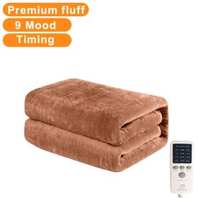 1.8m Flannel Electric Blanket Thicker Heater Heated Blanket Mattress Double Body Heating Blankets Thermostat Winter Body Warmer (Color: EU- Flannel- Brown, size: 1.8 x 1.5M)