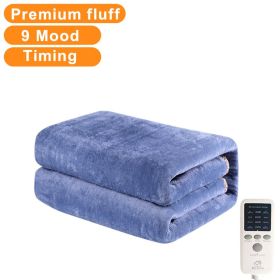 1.8m Flannel Electric Blanket Thicker Heater Heated Blanket Mattress Double Body Heating Blankets Thermostat Winter Body Warmer (Color: EU- Flannel- Blue, size: 1.8 x 0.9M)