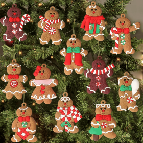 12pcs Gingerbread Man Ornaments for Christmas Tree, Christmas Tree Decorations (Color: style 1)