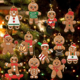 12pcs Gingerbread Man Ornaments for Christmas Tree, Christmas Tree Decorations (Color: style 2)