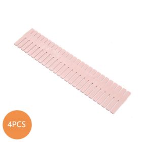 4 PCS Adjustable Drawer Dividers Plastic Storage Drawer Dividers DIY Grid Drawer Organizer Dividers Organization Tools Socks Underwear Makeup Clothes (Color: PINK)