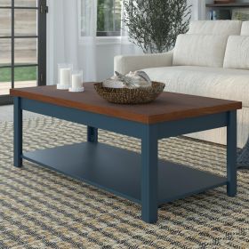 Bridgevine Home Nantucket 14 inch Chairside Table, No Assembly Required, Blue Denim and Whiskey Finish (Color: as Pic)