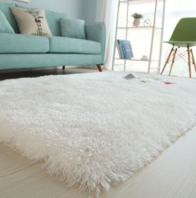 Long Pile Hand Tufted Shag Area Rug in Snow White (Color: as Pic)