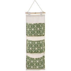 Wall Mounted Storage Bag Door Closet Hanging Storage Bag Organizer Waterproof 3 Pockets Pouch (Color: Forest Green)