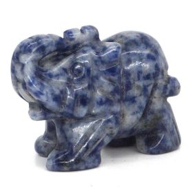 Elephant Statue Natural Gemstone Carved Healing Crystal Amethyst Quartz Animals Figurine Reiki Stones Lucky Decoration Wholesale (Color: Blue Spot Jade, size: 2 IN)