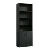 Traditional 5 Shelf Bookcase with Doors in White or Black