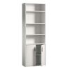 Traditional 5 Shelf Bookcase with Doors in White or Black