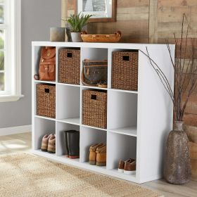 12 Cubby Mobile Tray Storage Cabinet, 3x4, Classroom Furniture (Color: White Texture)