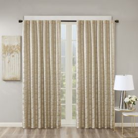 Jacquard Lined Total Blackout Rod Pocket/Back Tab Curtain Panel (Color: as Pic)