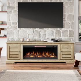 Bridgevine Home Topanga 83 inch Electric Fireplace TV Console for TVs up to 95 inches, Minimal Assembly, Alabaster finish (Color: as Pic)