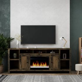 Bridgevine Home Joshua Creek 84 inch Electric Fireplace TV Stand for TVs up to 95 inches, Minimal Assembly, Barnwood Finish (Color: as Pic)