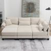 Comfortable Corduroy Sectional Sofa  U-Shaped Modular Sofa/Bed, Beige/Gray