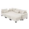 Comfortable Corduroy Sectional Sofa  U-Shaped Modular Sofa/Bed, Beige/Gray